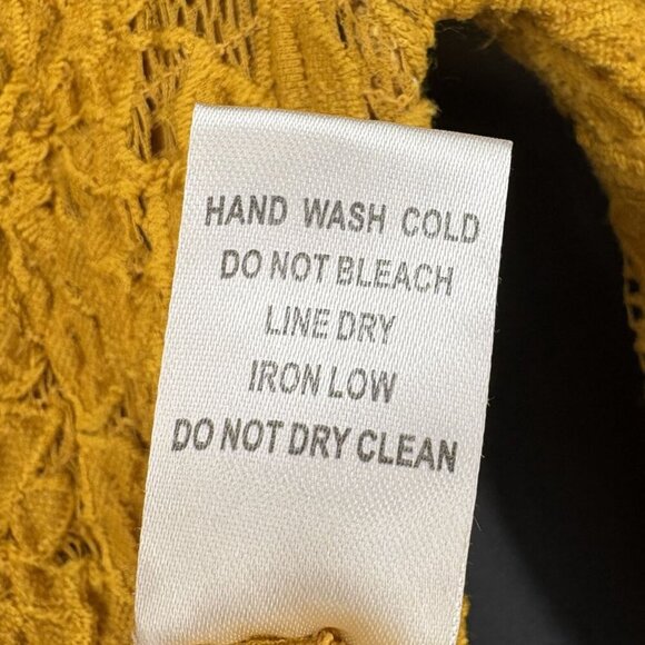 Charlotte Russe Women's Off-Shoulder Flare Sleeve Floral Lace Top M Yellow Boho - Picture 6 of 8